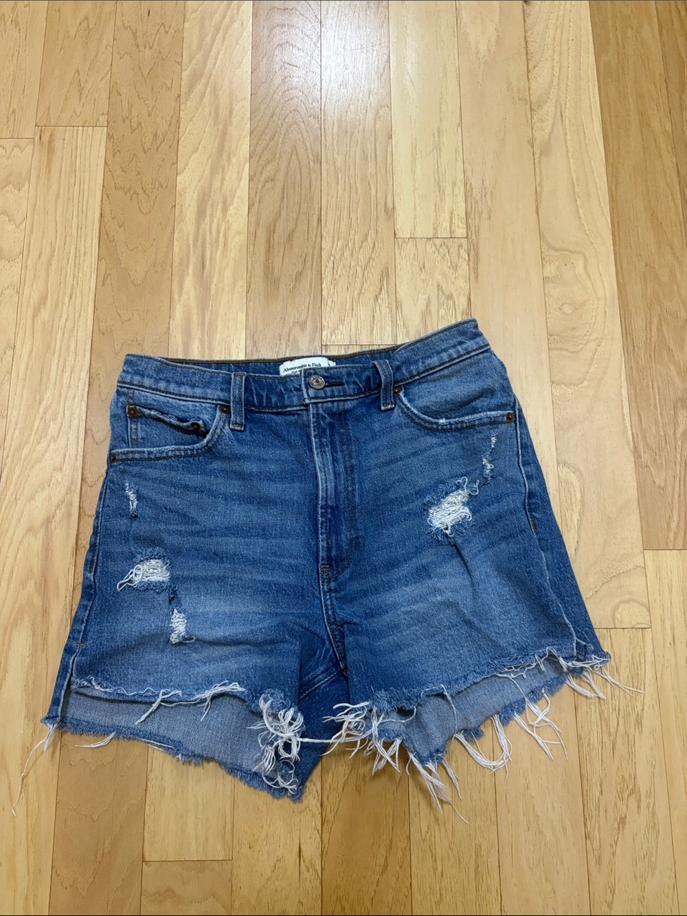 Abercrombie & Fitch Distressed Blue Denim Cutoff Shorts